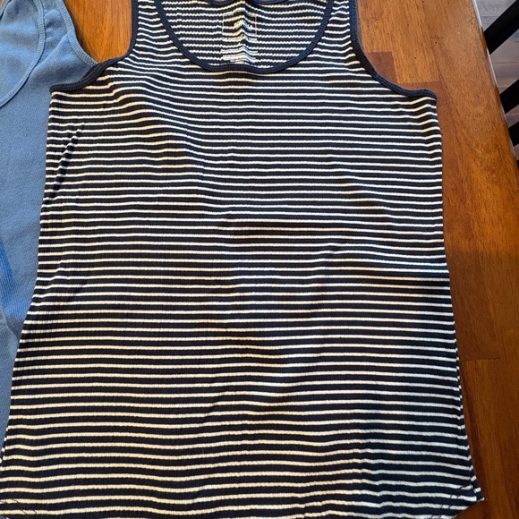 Sonoma Tank Tops Womens Size L Sleeveless Top Striped and Solid Blue 2 Tops EUC - Picture 2 of 5